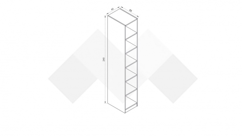 Висок шкаф етажерка Комо с открити рафтове дъб ърбан ойстър - изглед 2 - МебелМаг Висок шкаф етажерка Комо с открити рафтове дъб ърбан ойстър - изглед 2