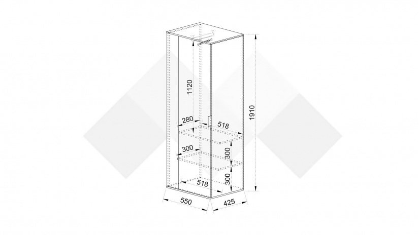 Висок шкаф Поситано дъб дилън тъмен с капучино мат и пасифик - изглед 5