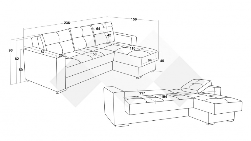 Ъглов диван Алтеа универсален ъгъл кафяв - изглед 11 - МебелМаг Ъглов диван Алтеа универсален ъгъл кафяв - изглед 11