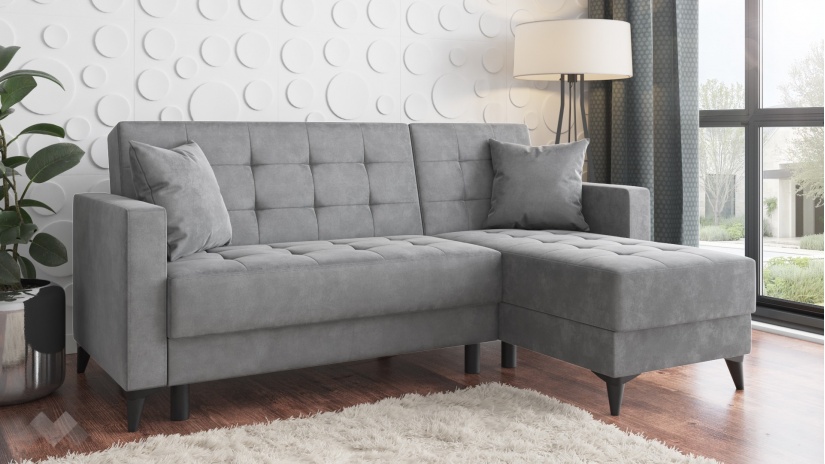 Ъглов диван Амалия универсален ъгъл сив - изглед 1