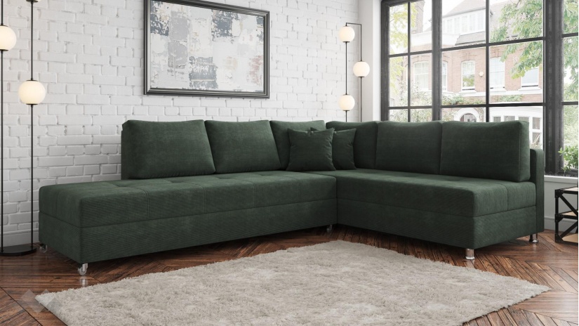Ъглов диван Авелио с посока зелен - изглед 1