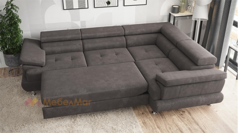 Ъглов диван Авола с посока кафяв - изглед 4 - МебелМаг Ъглов диван Авола с посока кафяв - изглед 4