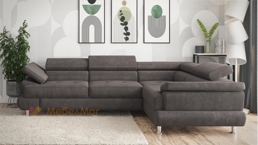 Ъглов диван Авола с посока кафяв - изглед 2 - МебелМаг Ъглов диван Авола с посока кафяв - изглед 2