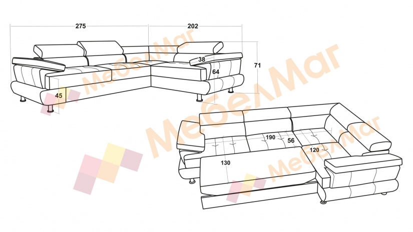 Ъглов диван Авола с посока кафяв - изглед 5 - МебелМаг Ъглов диван Авола с посока кафяв - изглед 5