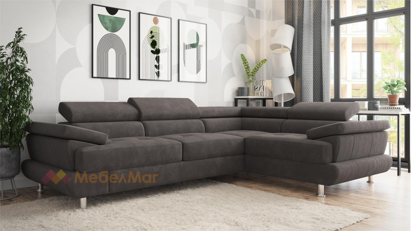 Ъглов диван Авола с посока кафяв - изглед 1 - МебелМаг Ъглов диван Авола с посока кафяв - изглед 1