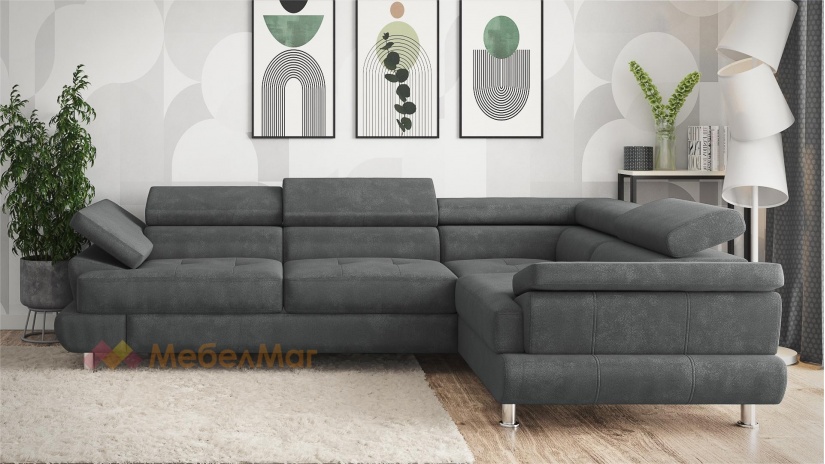 Ъглов диван Авола с посока сив - изглед 2