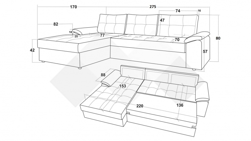 Ъглов диван Азалия с посока графит - изглед 4 - МебелМаг Ъглов диван Азалия с посока графит - изглед 4
