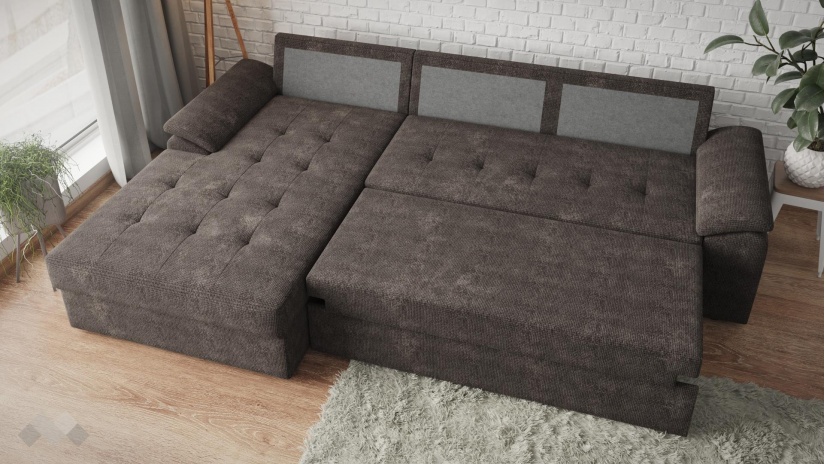 Ъглов диван Азалия с посока кафяв - изглед 3 - МебелМаг Ъглов диван Азалия с посока кафяв - изглед 3