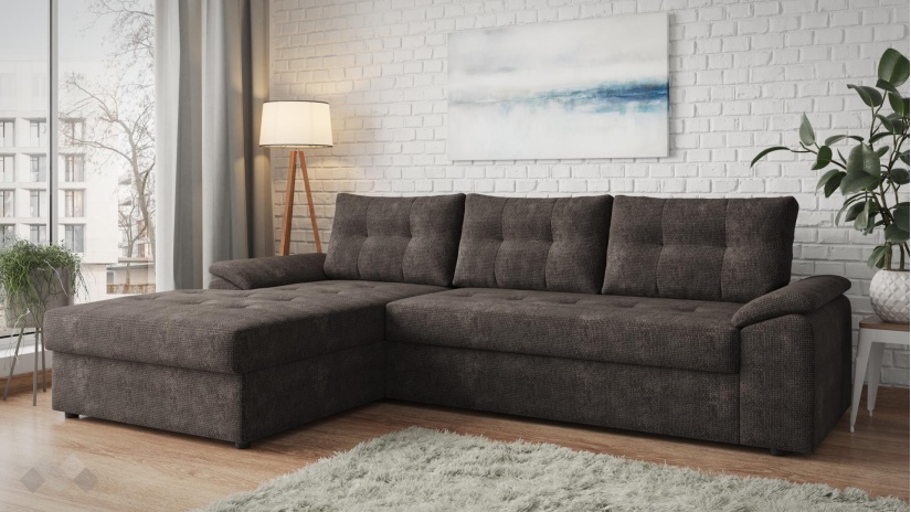 Ъглов диван Азалия с посока кафяв - изглед 1 - МебелМаг Ъглов диван Азалия с посока кафяв - изглед 1