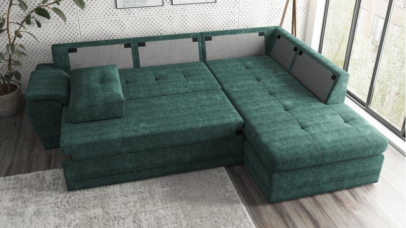 Ъглов диван Бали с посока зелен - изглед 3 - МебелМаг Ъглов диван Бали с посока зелен - изглед 3
