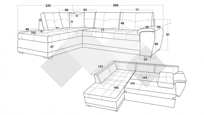 Ъглов диван Бали с посока зелен - изглед 4
