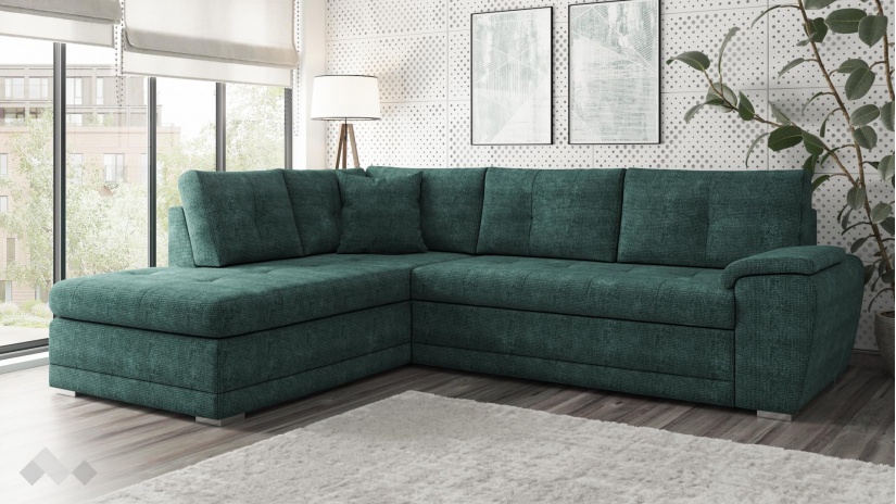Ъглов диван Бали с посока зелен - изглед 1