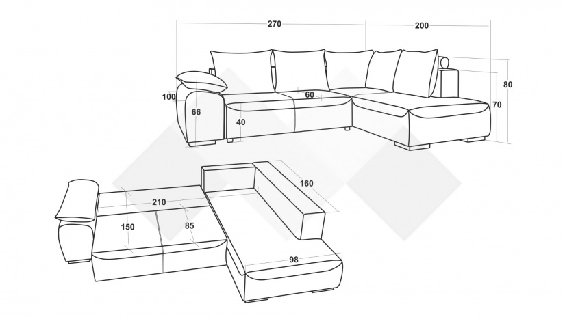 Ъглов диван Билбао с посока кафяв - изглед 5