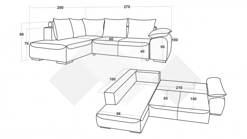 Ъглов диван Билбао с посока графит - изглед 5