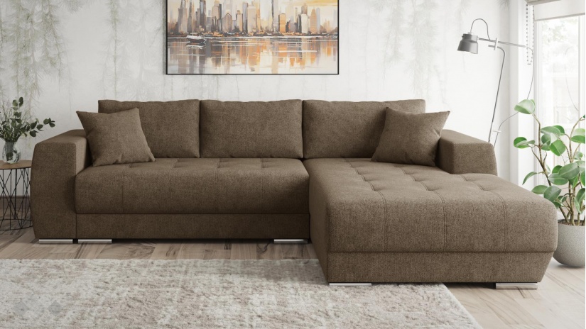 Ъглов диван Бомбай с посока кафяв - изглед 2 - МебелМаг Ъглов диван Бомбай с посока кафяв - изглед 2