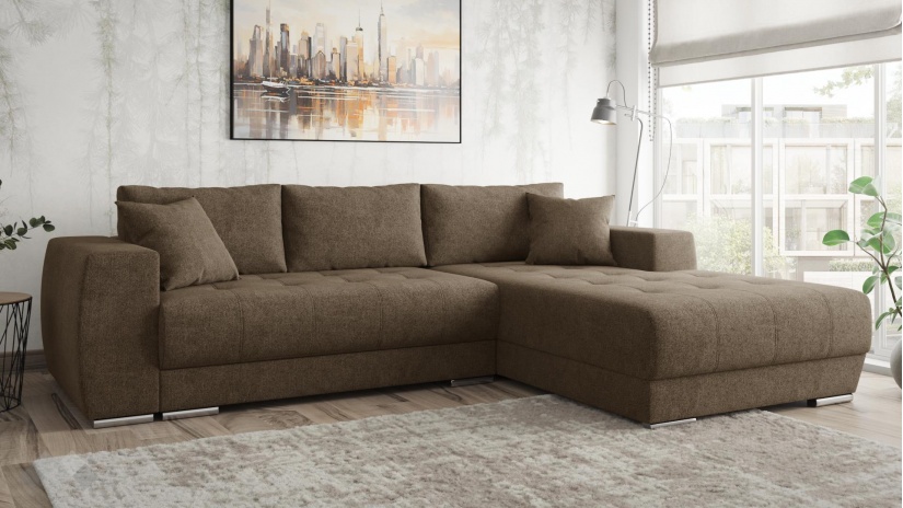Ъглов диван Бомбай с посока кафяв - изглед 1 - МебелМаг Ъглов диван Бомбай с посока кафяв - изглед 1