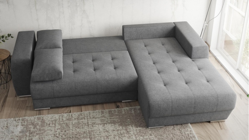 Ъглов диван Бомбай с посока сив - изглед 4 - МебелМаг Ъглов диван Бомбай с посока сив - изглед 4