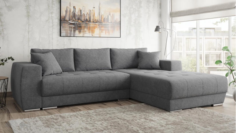 Ъглов диван Бомбай с посока сив - изглед 1 - МебелМаг Ъглов диван Бомбай с посока сив - изглед 1