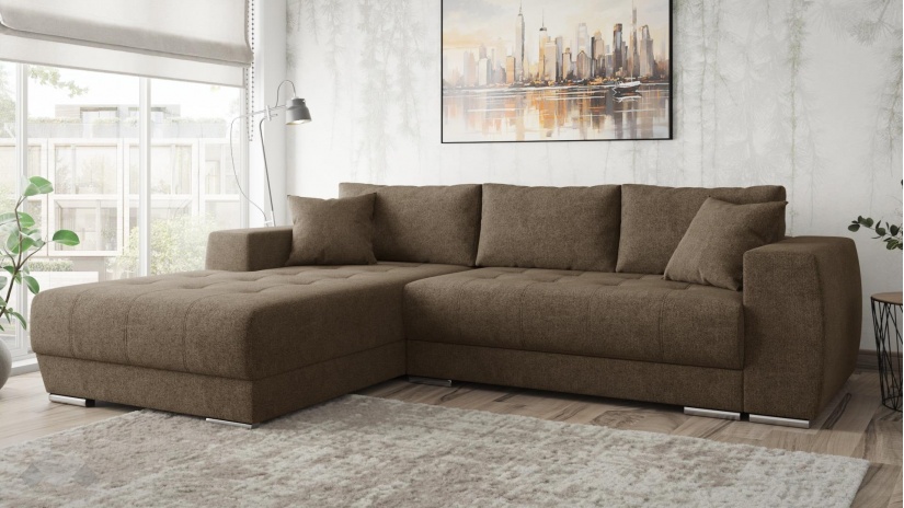 Ъглов диван Бомбай с посока кафяв - изглед 1 - МебелМаг Ъглов диван Бомбай с посока кафяв - изглед 1