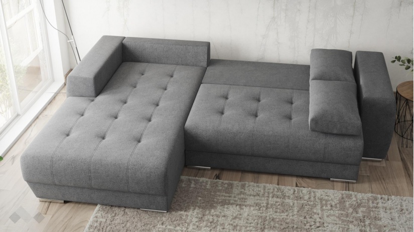 Ъглов диван Бомбай с посока сив - изглед 4 - МебелМаг Ъглов диван Бомбай с посока сив - изглед 4