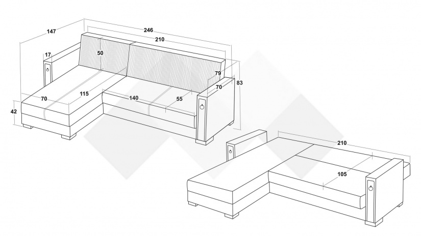 Ъглов диван Дестини универсален ъгъл сив - изглед 10 - МебелМаг Ъглов диван Дестини универсален ъгъл сив - изглед 10