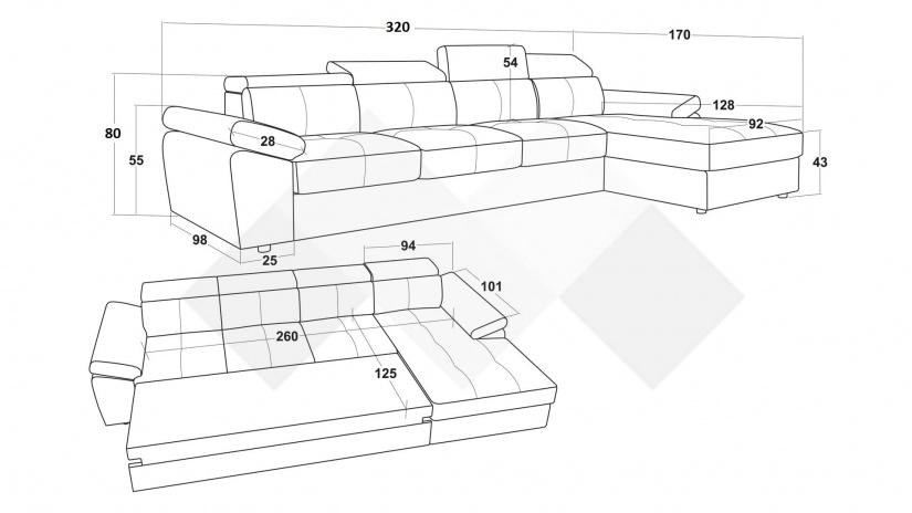 Ъглов диван Джент с посока зелен - изглед 5