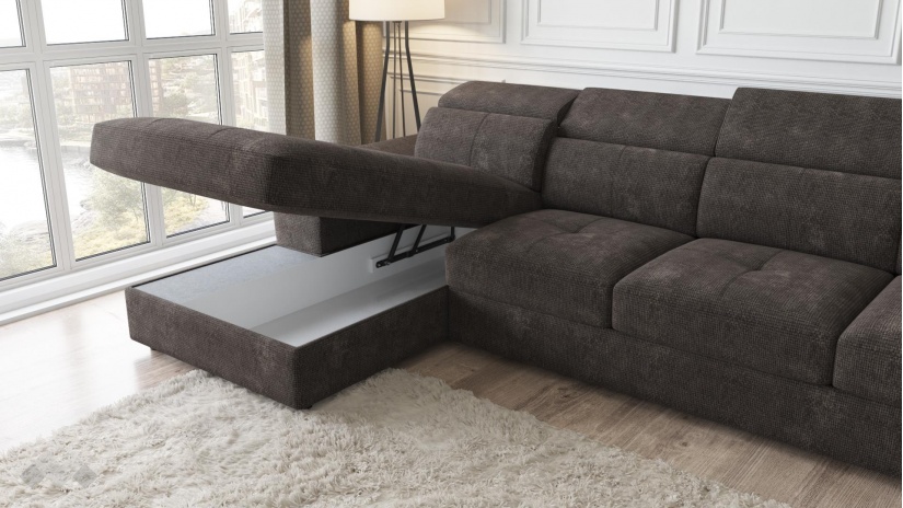 Ъглов диван Джент с посока кафяв - изглед 3