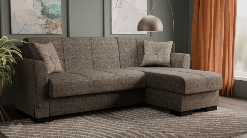 Ъглов диван Флоранс универсален ъгъл кафяв - изглед 1