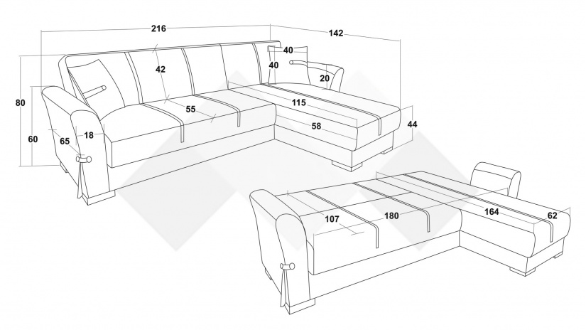 Ъглов диван Флоранс универсален ъгъл сив - изглед 9