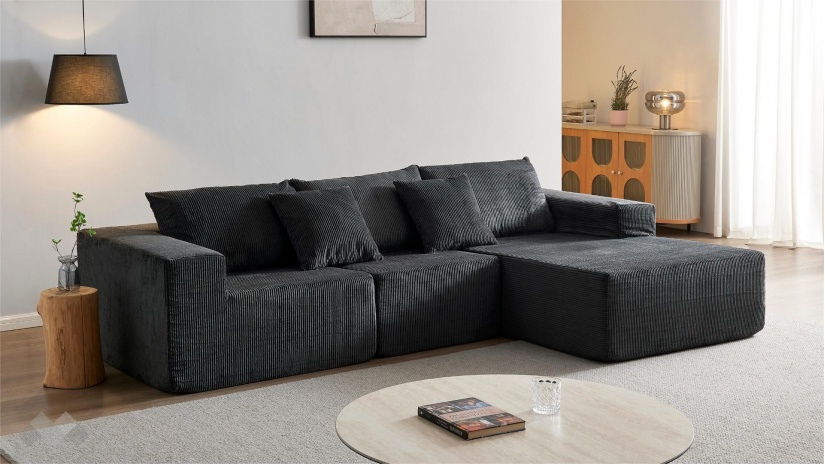 Ъглов диван Компакт с посока антрацит - изглед 1 - МебелМаг Ъглов диван Компакт с посока антрацит - изглед 1