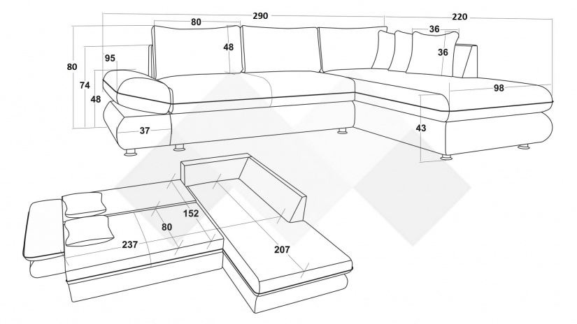 Ъглов диван Монтело с посока зелен - изглед 5