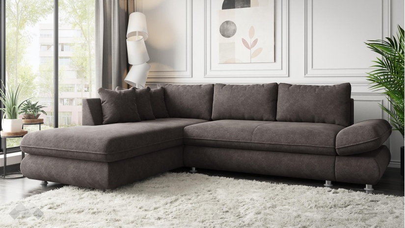 Ъглов диван Монтело с посока кафяв - изглед 1