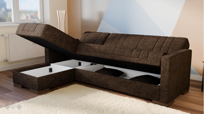 Ъглов диван Наваро универсален ъгъл кафяв - изглед 4
