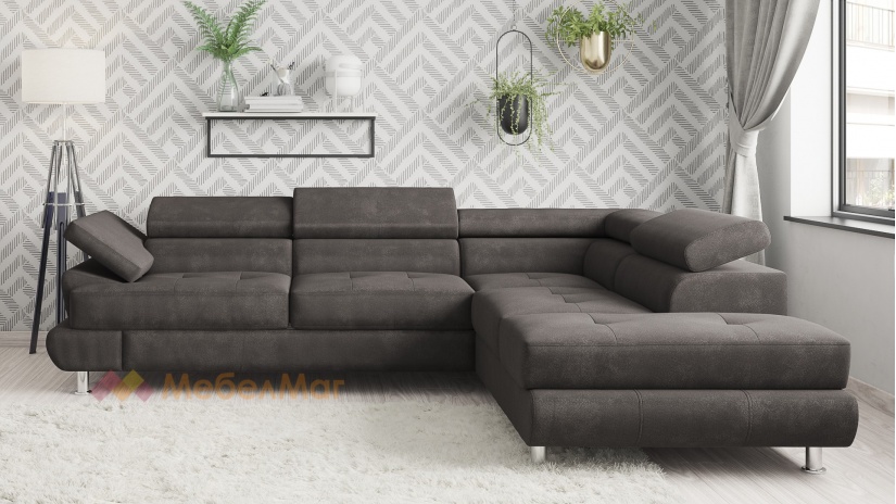 Ъглов диван Падуа с посока кафяв - изглед 2 - МебелМаг Ъглов диван Падуа с посока кафяв - изглед 2