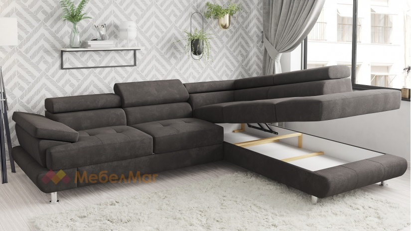 Ъглов диван Падуа с посока кафяв - изглед 3 - МебелМаг Ъглов диван Падуа с посока кафяв - изглед 3