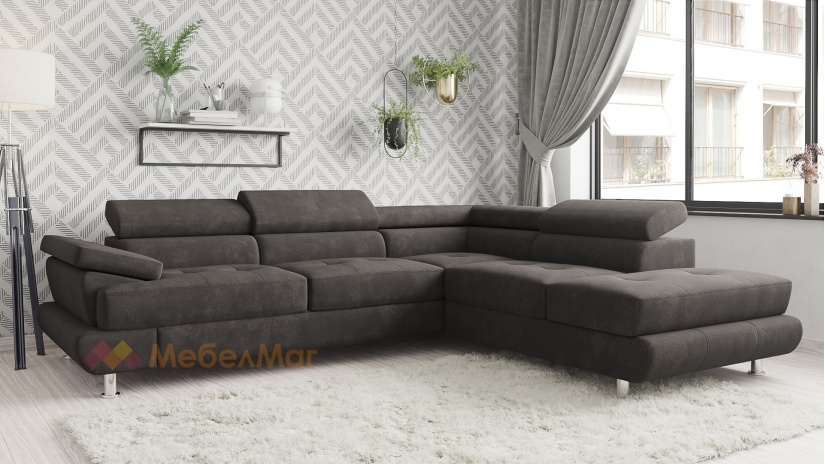 Ъглов диван Падуа с посока кафяв - изглед 1 - МебелМаг Ъглов диван Падуа с посока кафяв - изглед 1