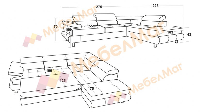 Ъглов диван Падуа с посока сив - изглед 5 - МебелМаг Ъглов диван Падуа с посока сив - изглед 5