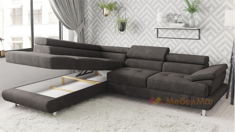 Ъглов диван Падуа с посока кафяв - изглед 3 - МебелМаг Ъглов диван Падуа с посока кафяв - изглед 3