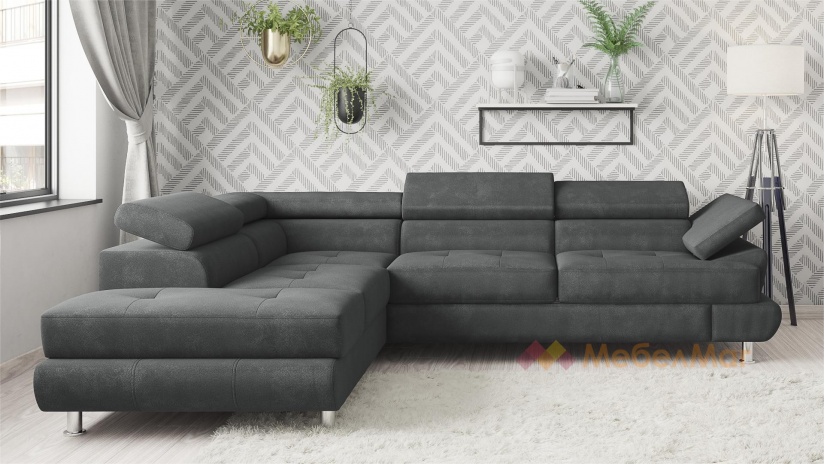 Ъглов диван Падуа с посока сив - изглед 2 - МебелМаг Ъглов диван Падуа с посока сив - изглед 2