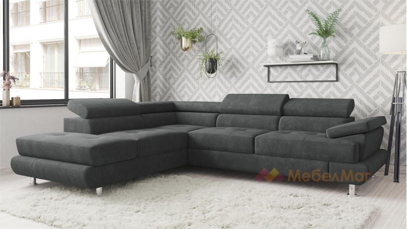 Ъглов диван Падуа с посока сив - изглед 1 - МебелМаг Ъглов диван Падуа с посока сив - изглед 1