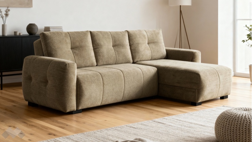 Ъглов диван Ролин Покет универсален ъгъл кафяв - изглед 1