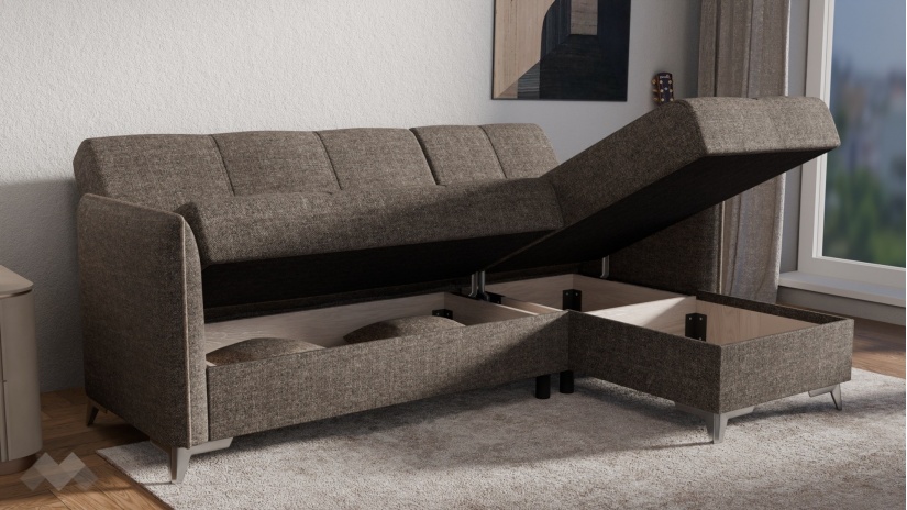 Ъглов диван Сафо универсален ъгъл кафяв - изглед 5 - МебелМаг Ъглов диван Сафо универсален ъгъл кафяв - изглед 5