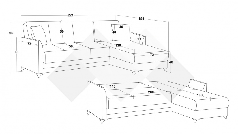 Ъглов диван Сафо универсален ъгъл сив - изглед 9 - МебелМаг Ъглов диван Сафо универсален ъгъл сив - изглед 9