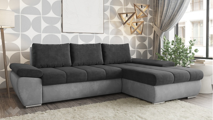 Ъглов диван Савона с посока графит със сиво - изглед 1