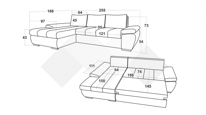 Ъглов диван Савона с посока графит със сиво - изглед 4