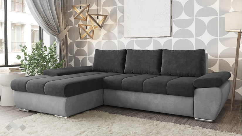 Ъглов диван Савона с посока графит със сиво - изглед 1