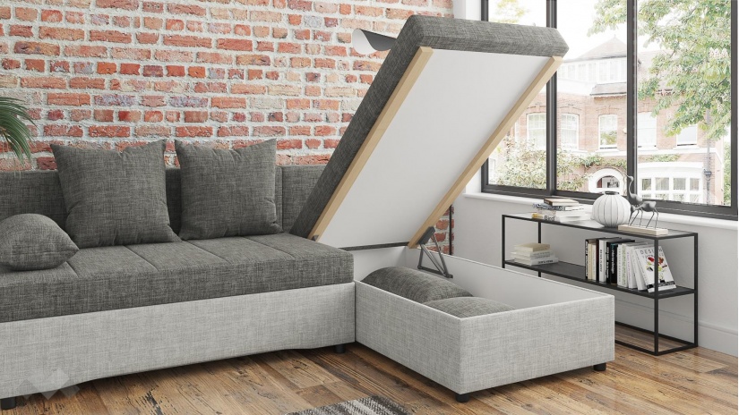 Ъглов диван Селин сив със светло сиво - изглед 5