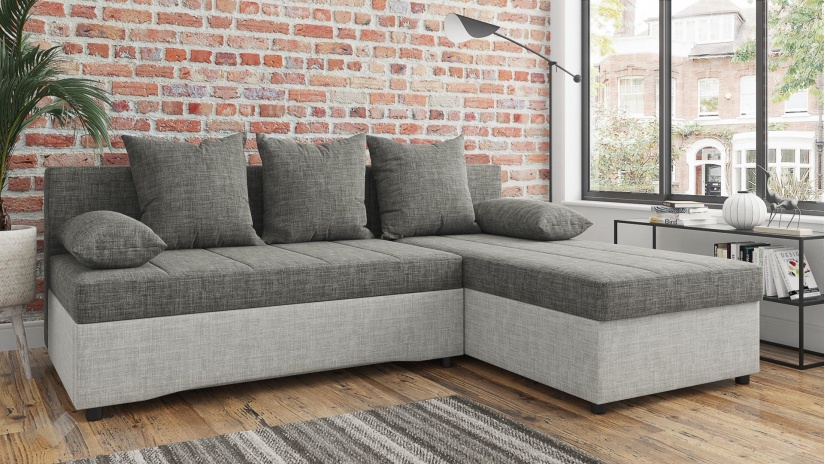 Ъглов диван Селин сив със светло сиво - изглед 1