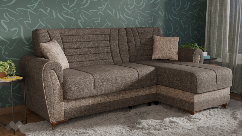 Ъглов диван Серен универсален ъгъл кафяв - изглед 1