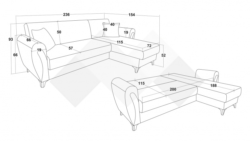 Ъглов диван Серен универсален ъгъл сив - изглед 9